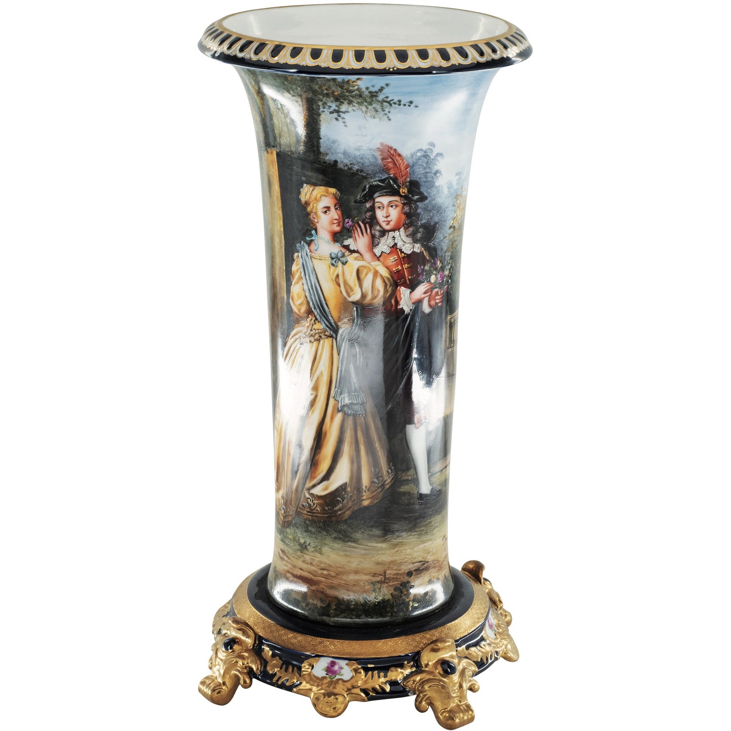 Hand-painted Rococo Style Tall Vase