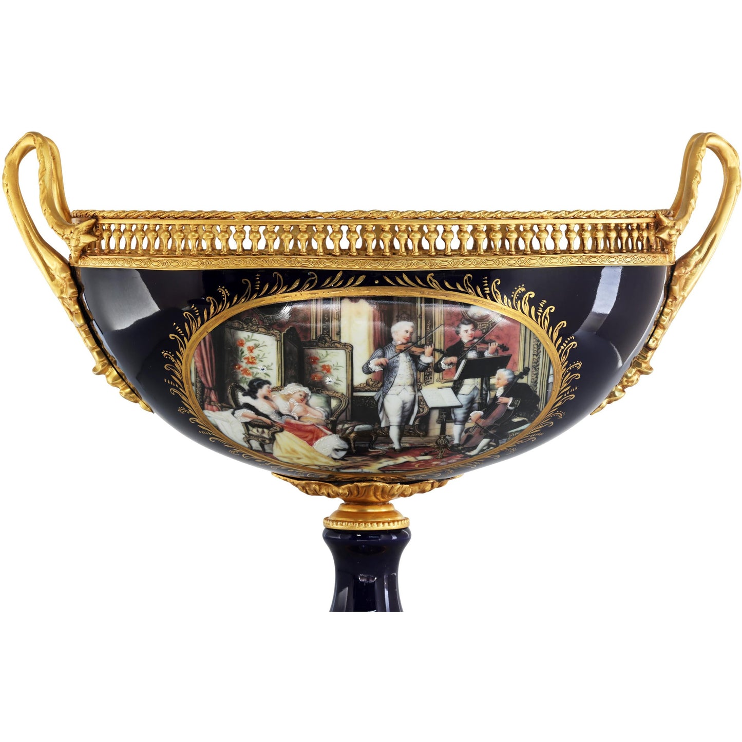 Hand-Painted Rococo Style Porcelain Serving Bowl