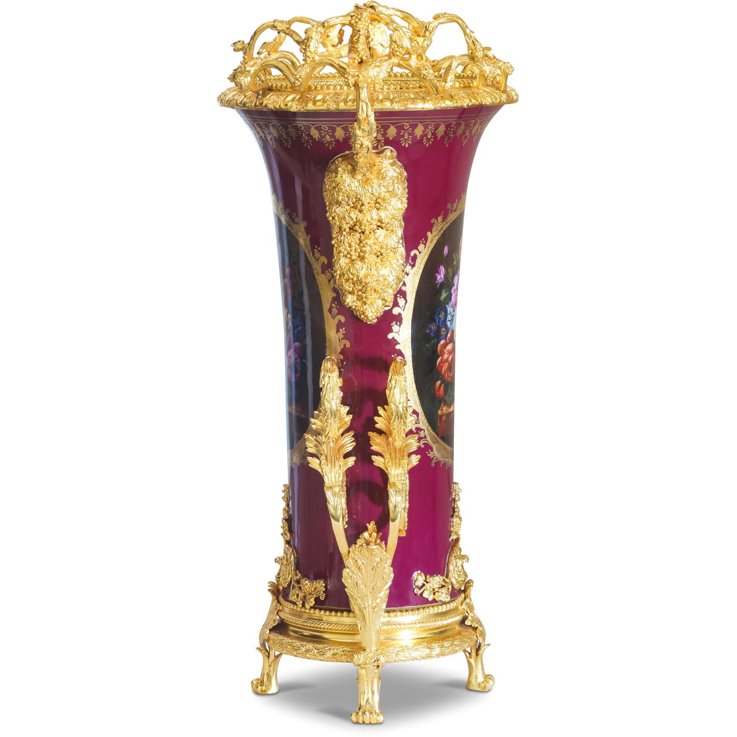 Tall Hand-painted Vase With Bronze Vines