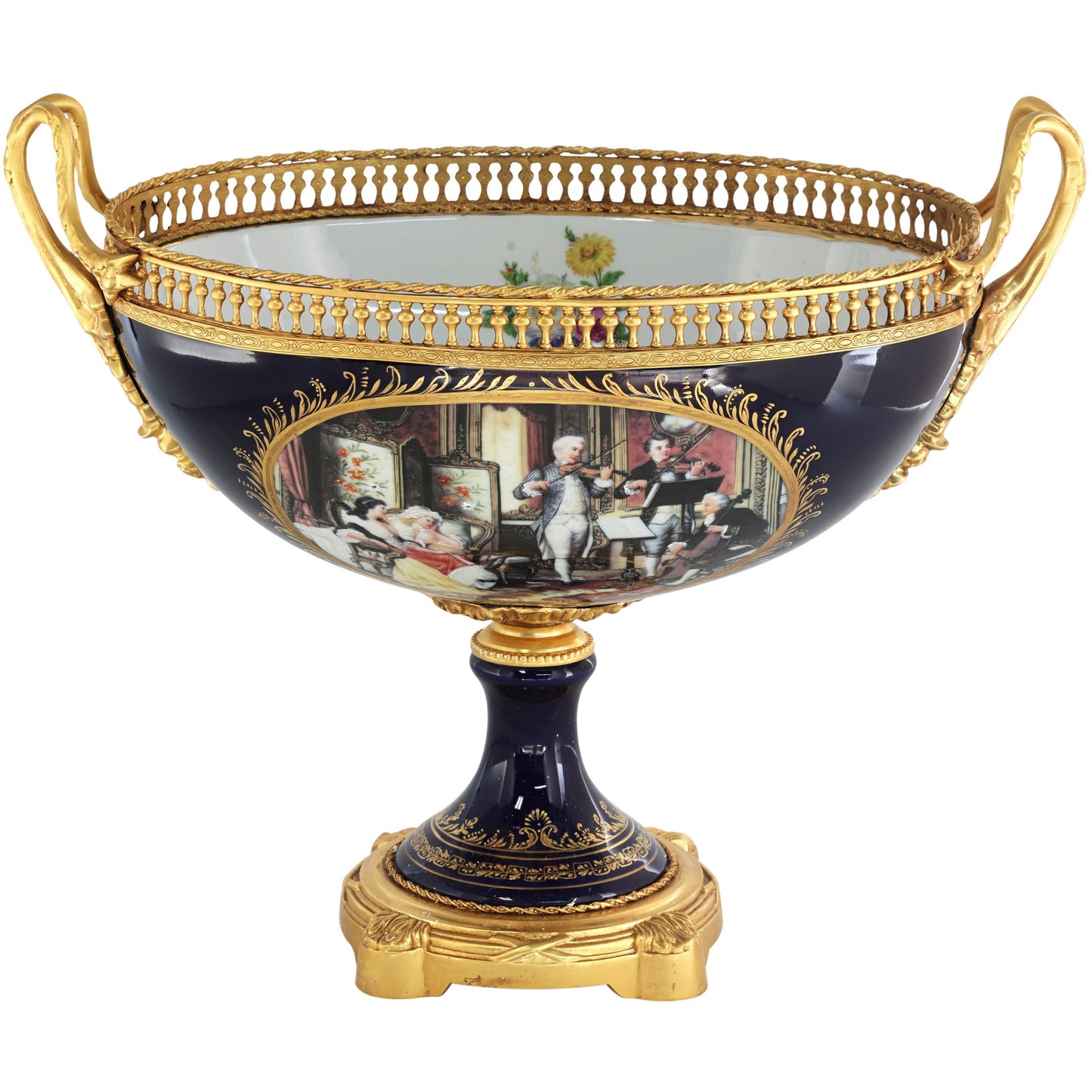 Hand-Painted Rococo Style Porcelain Serving Bowl