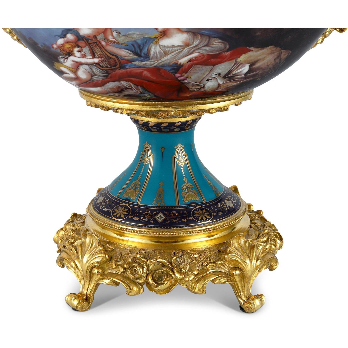 DECOELEVEN ™ Cherub Porcelain and Bronze Fruit Bowl