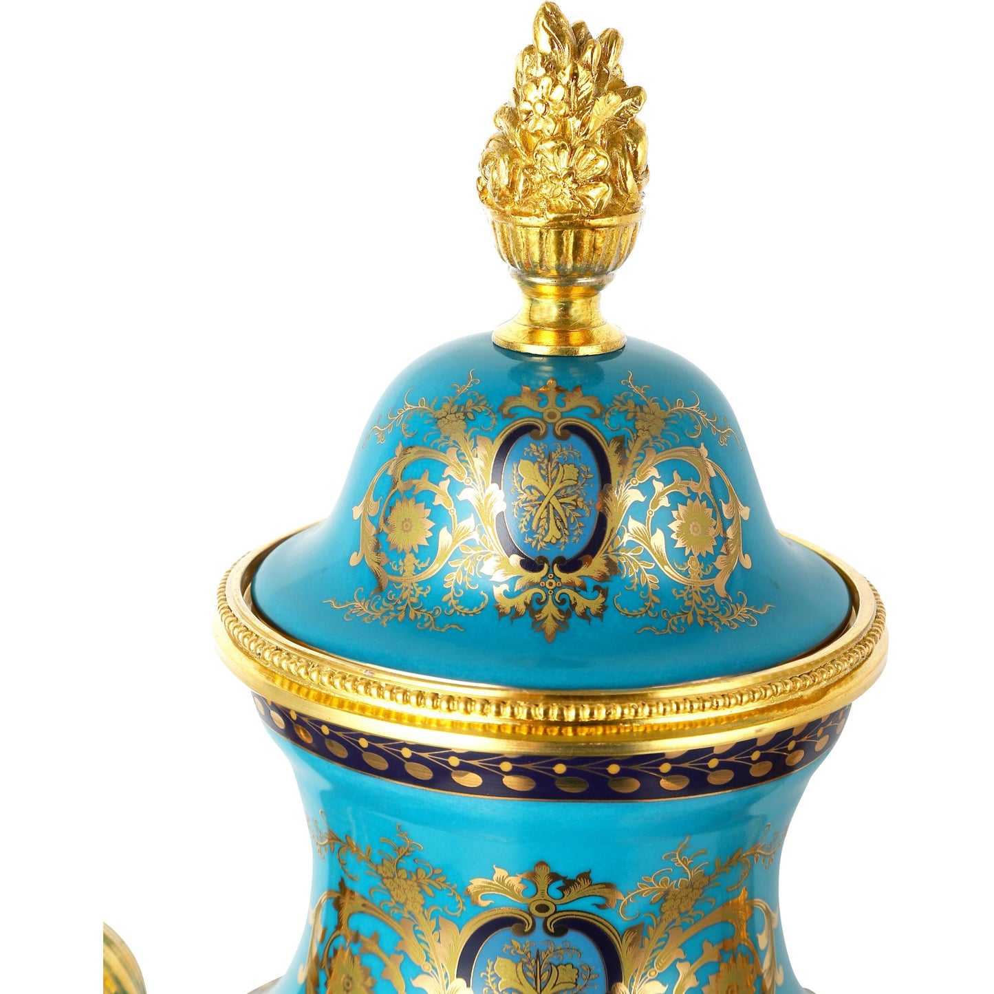 DECOELEVEN ™ Bronze and Porcelain Louis XV Style Jar with Cherub Handles