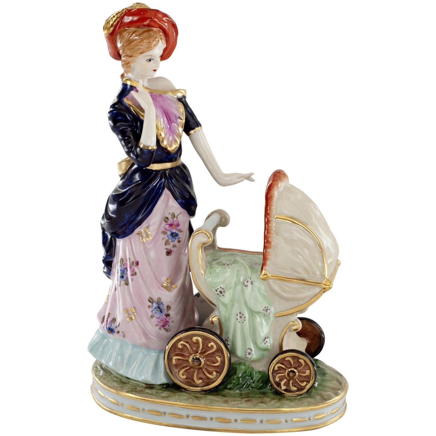 Figura Porcelana Madre Con Cochecito