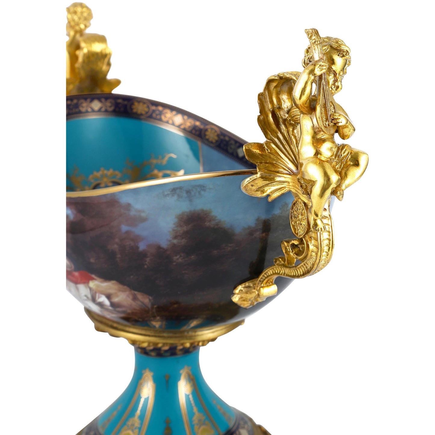 DECOELEVEN ™ Cherub Porcelain and Bronze Fruit Bowl