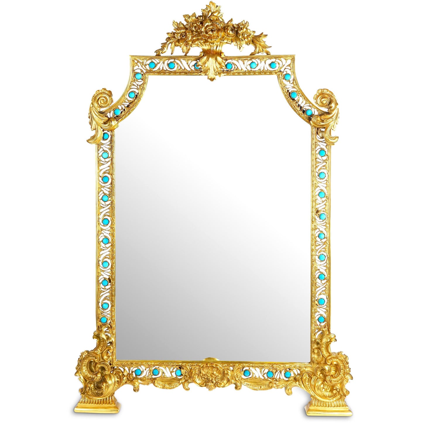 DECOELEVEN ™ Louis XV Style Mirror With Bronze & Porcelain