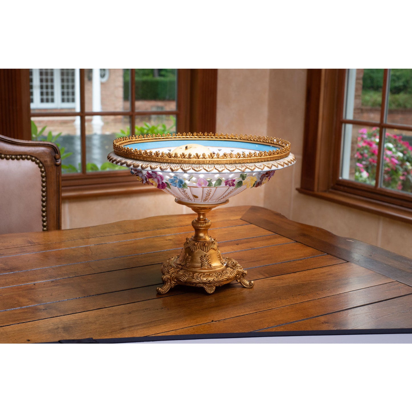 Hand-painted White Porcelain Floral Serving Bowl