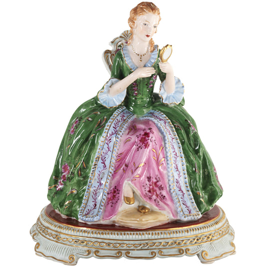 Vintage Hand-painted Rococo Style Society Lady Figurine