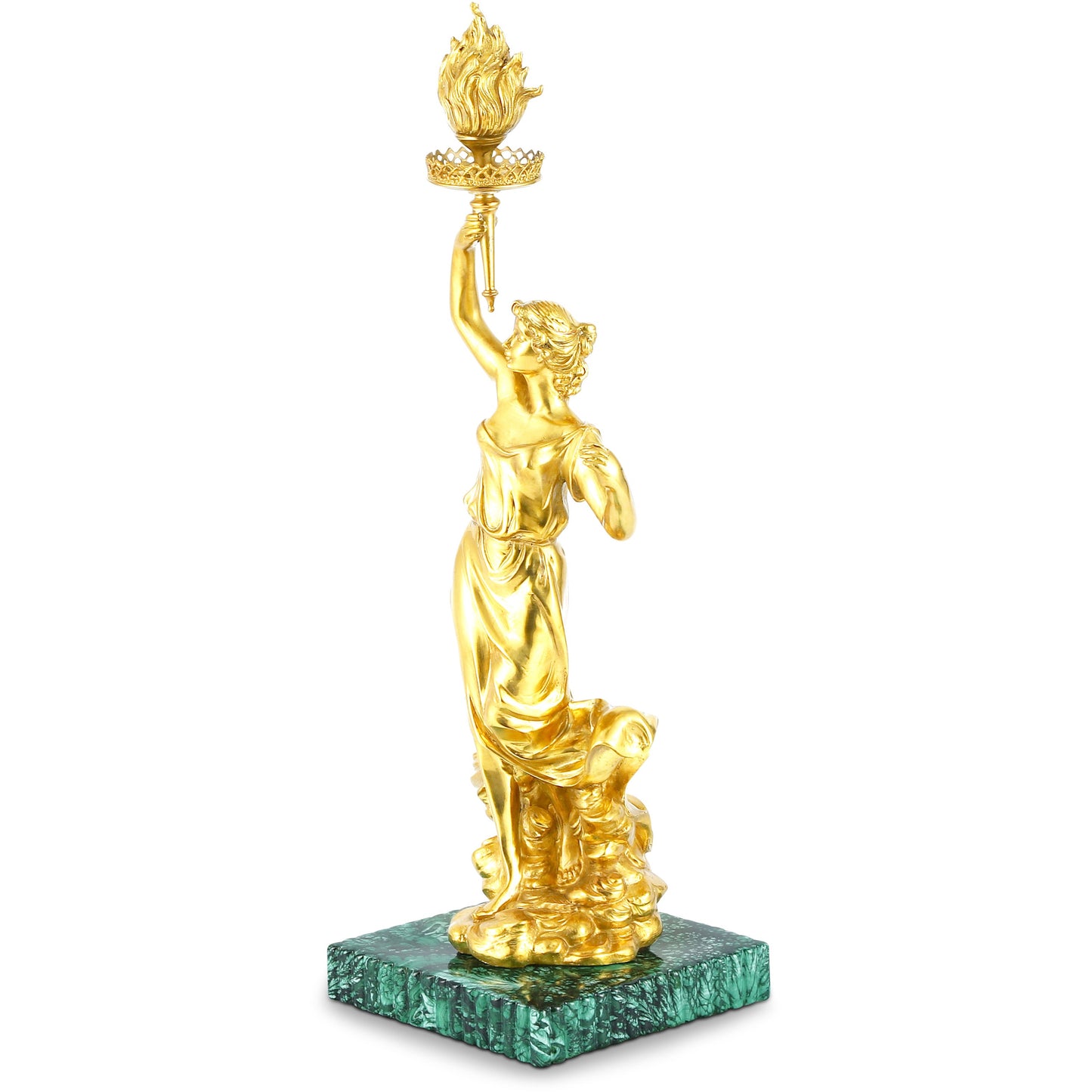 DECOELEVEN ™ Bronze Statue of Woman With a Torch