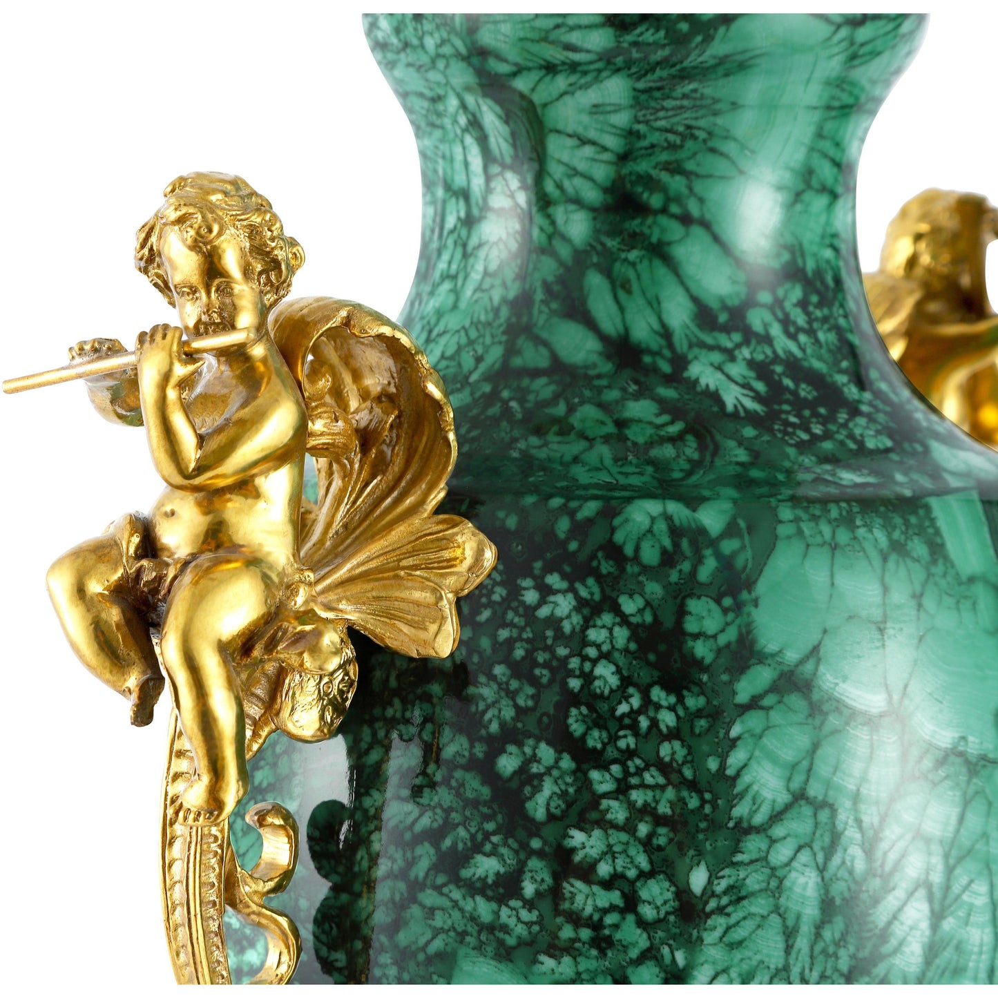 DECOELEVEN ™ Evergreen Louis XV Style Cherub Jar in Classic Green