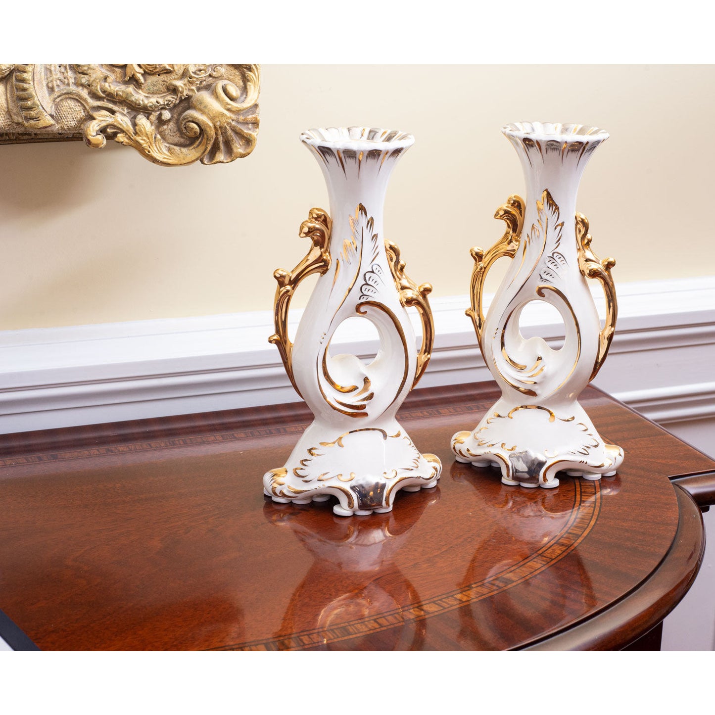 Hand-painted Porcelain Candlestick Holders