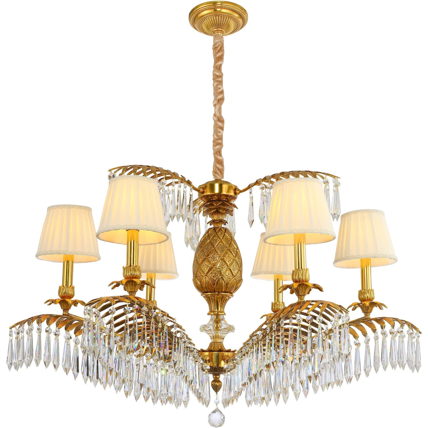 DECOELEVEN ™ Lámpara de araña estilo Art Deco de piña y rama de palmera