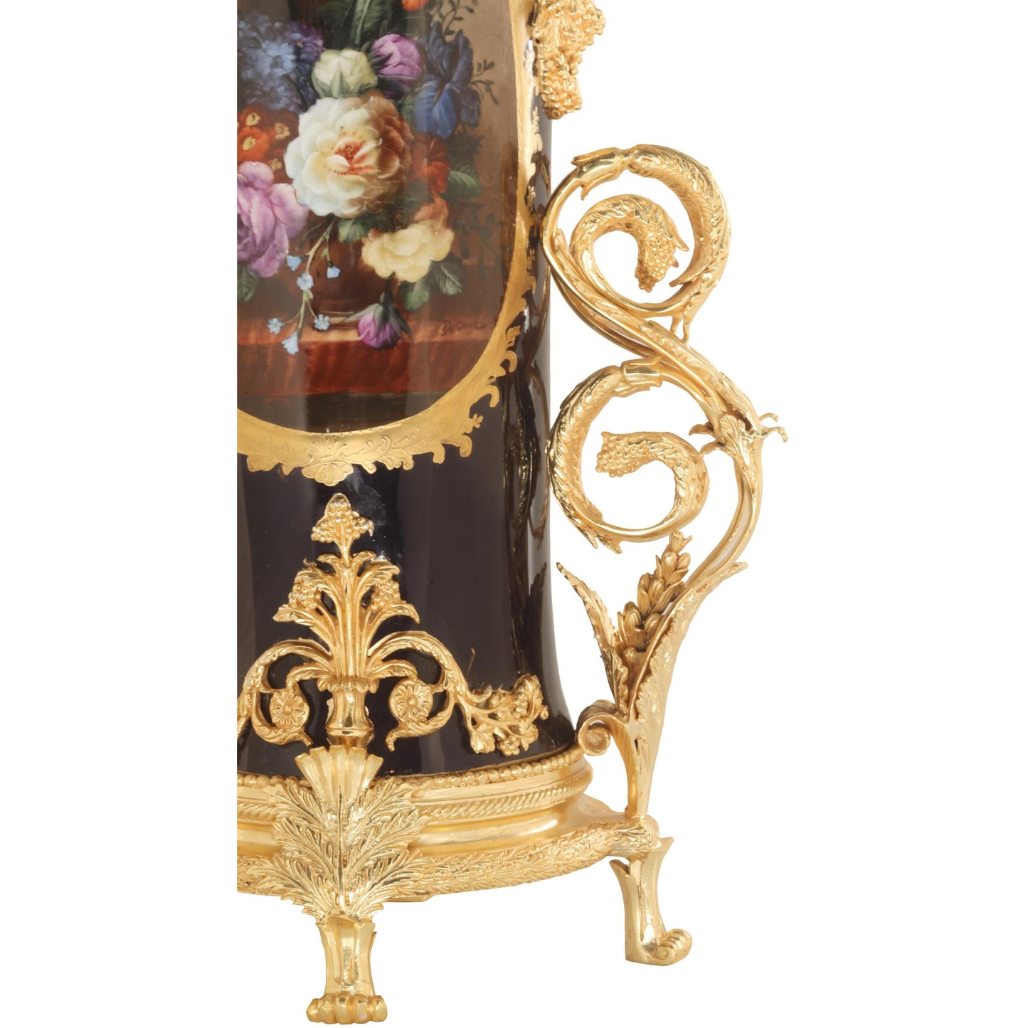 Tall Hand-painted Vase With Bronze Vines