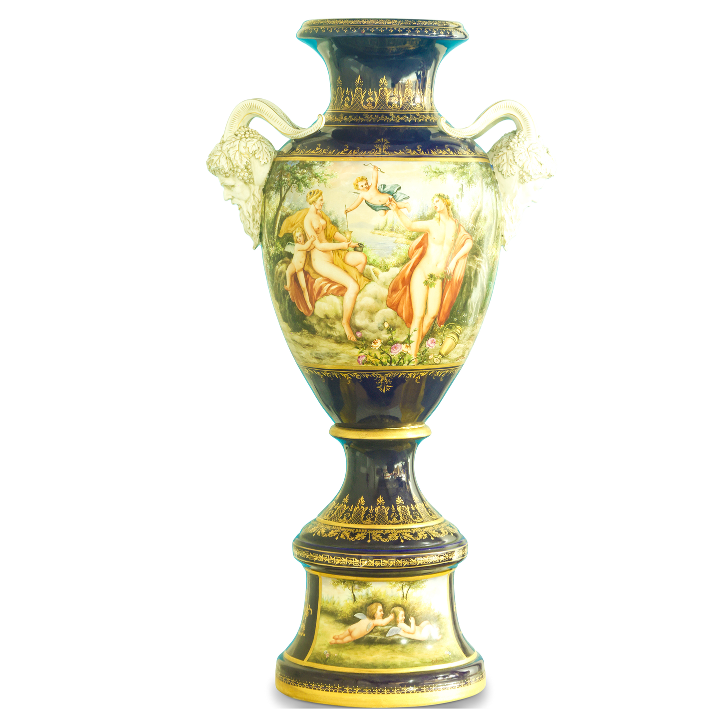 Rococo Style Hand-Painted Porcelain Urn