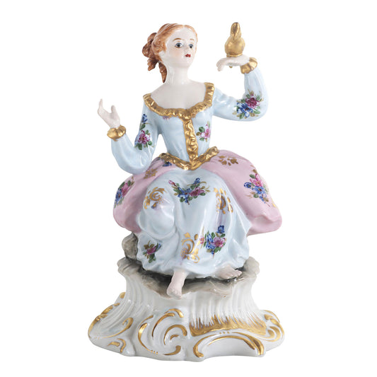 Lady With Parrot Figurine