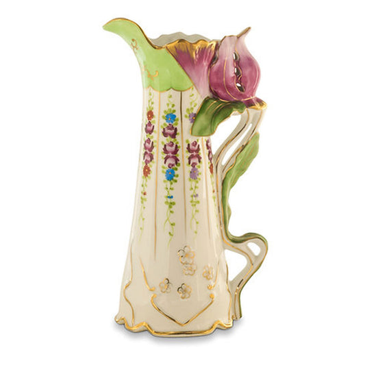 Hand-painted Green Floral Pitcher