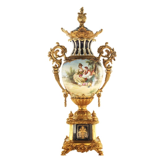 Hand-painted Rococo Bronze And Porcelain Vase