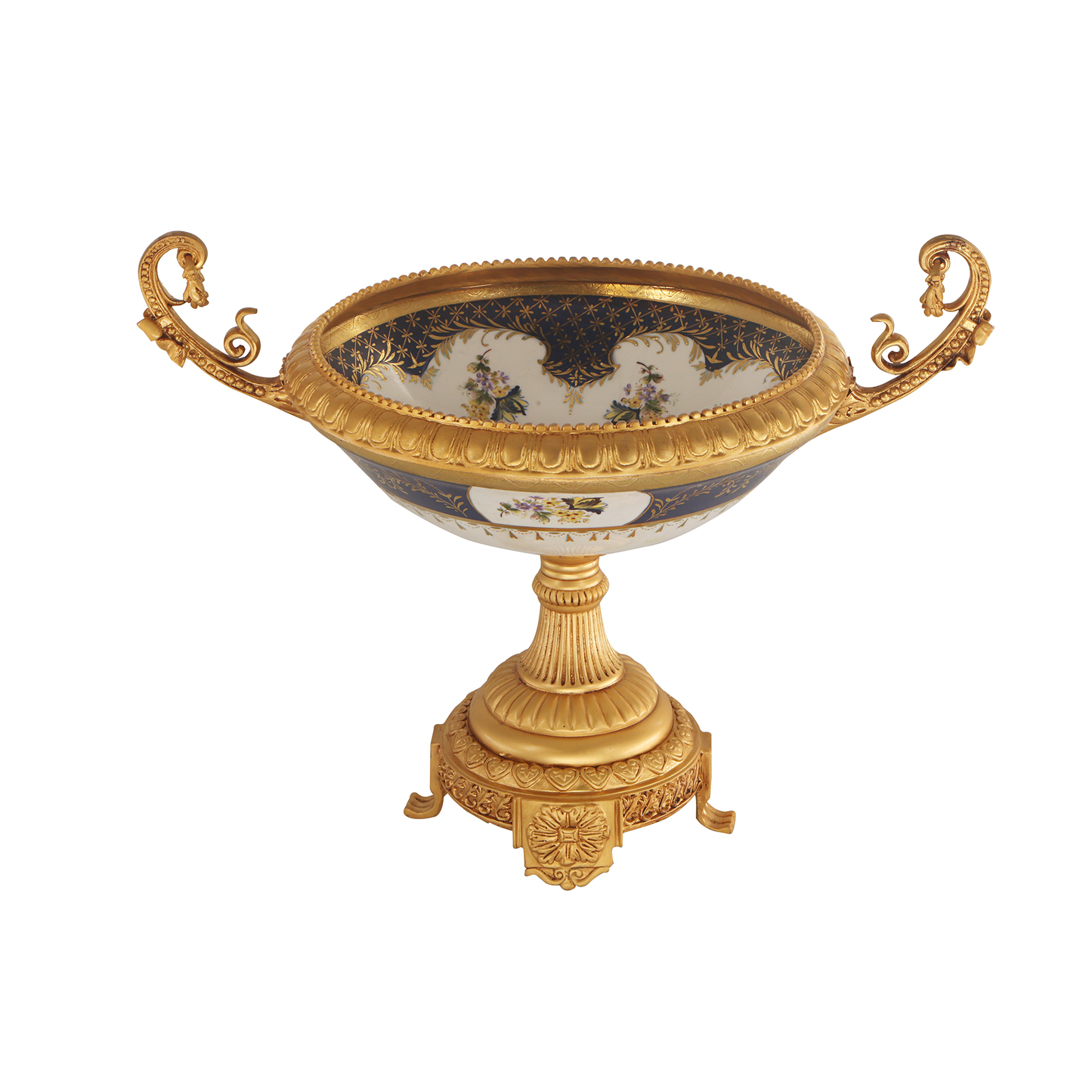 Hand-painted Bronze Fruit Bowl with Ormolu Base