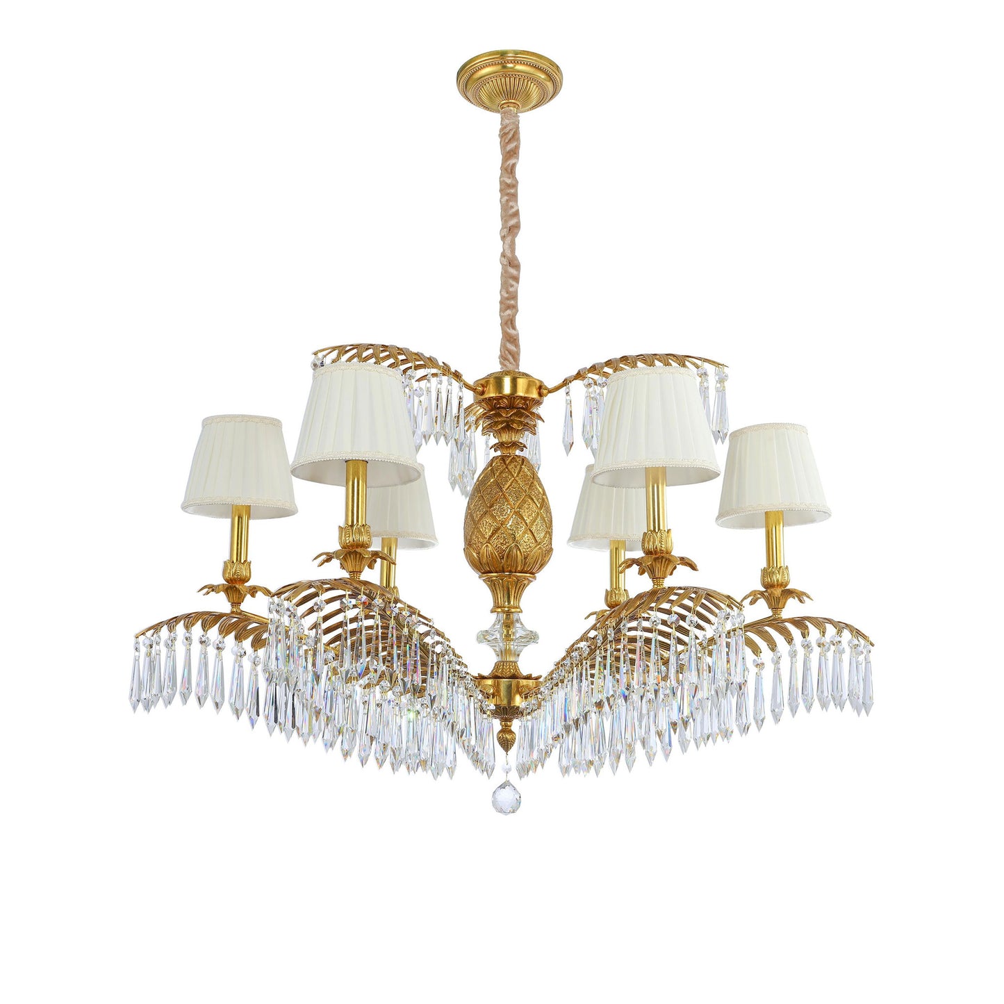 DECOELEVEN ™ Lámpara de araña estilo Art Deco de piña y rama de palmera