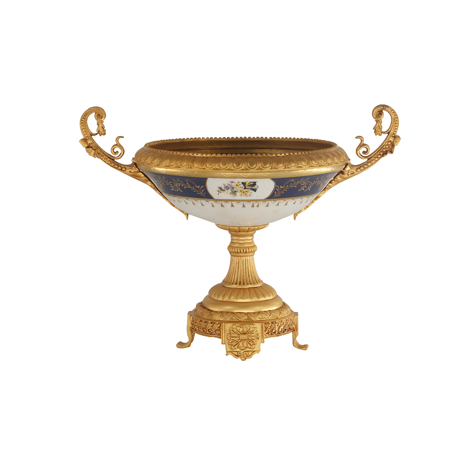 Hand-painted Bronze Fruit Bowl with Ormolu Base