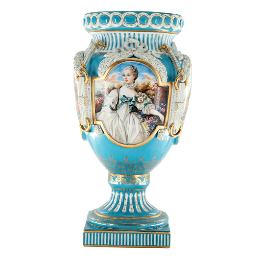 Hand Painted Rococo Style Porcelain Vase