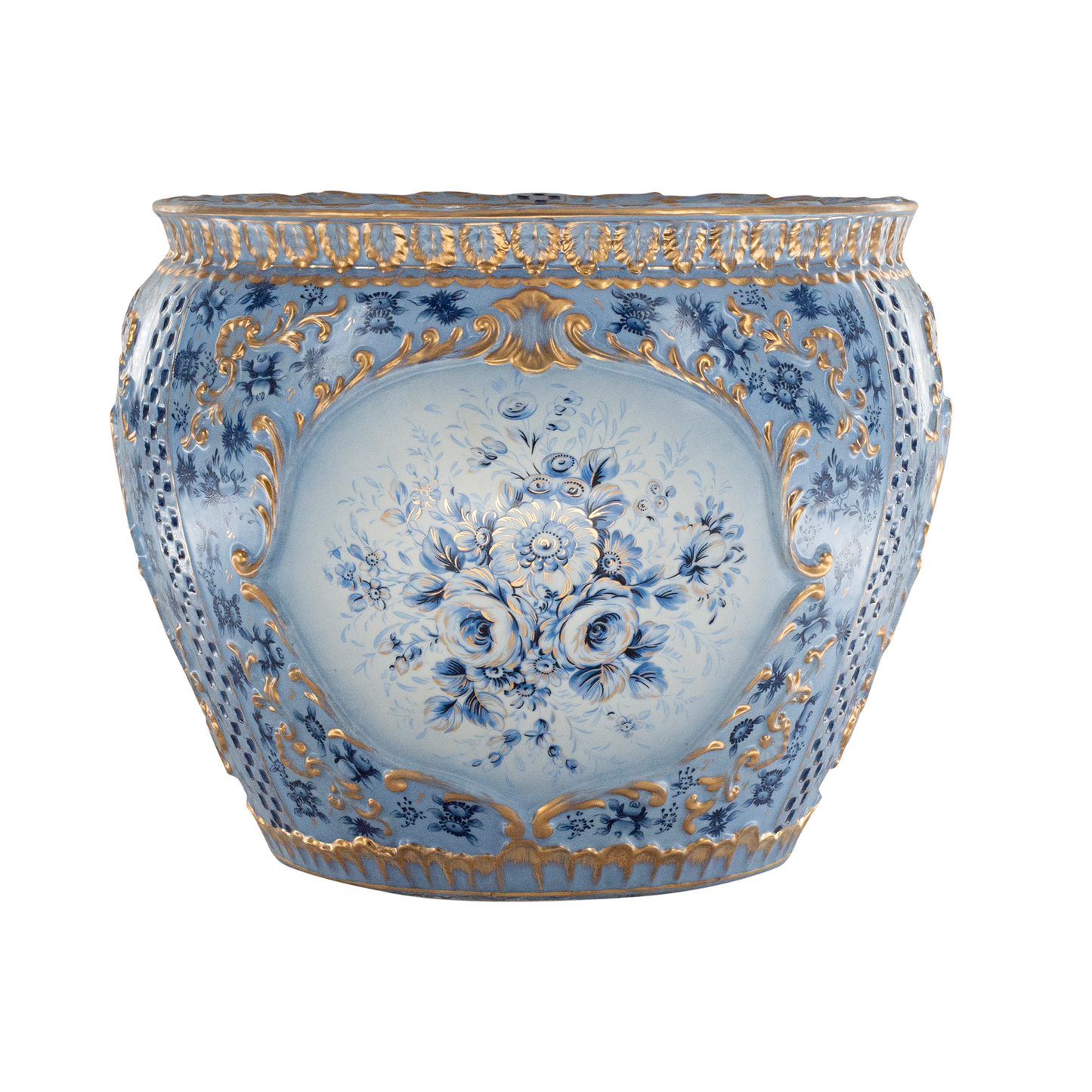 Hand-painted Elegant Rococo Planter Pot