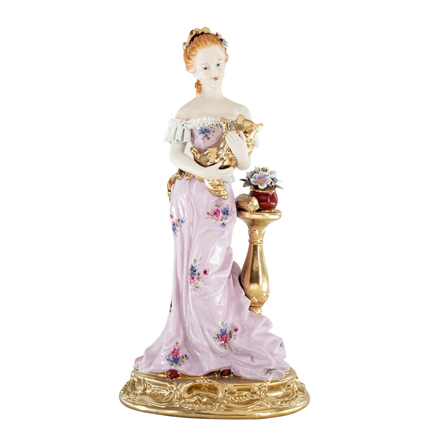 Net Lace Porcelain Woman With Dog