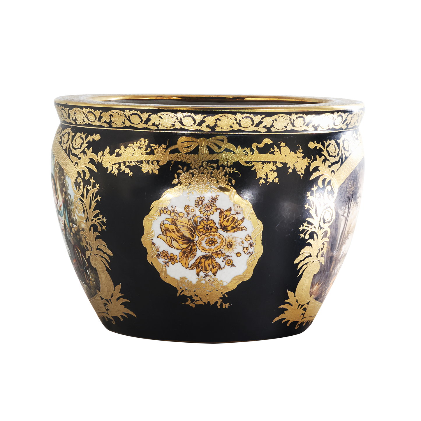 Elegant Hand-painted Rococo Planter Pot