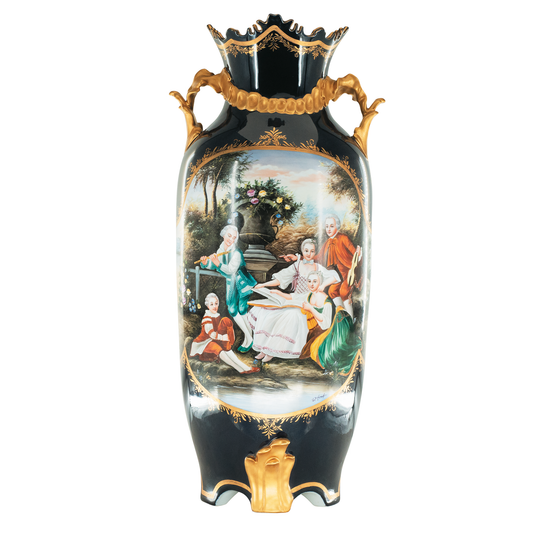 Rococo Style Vase with Hand-painted Motif