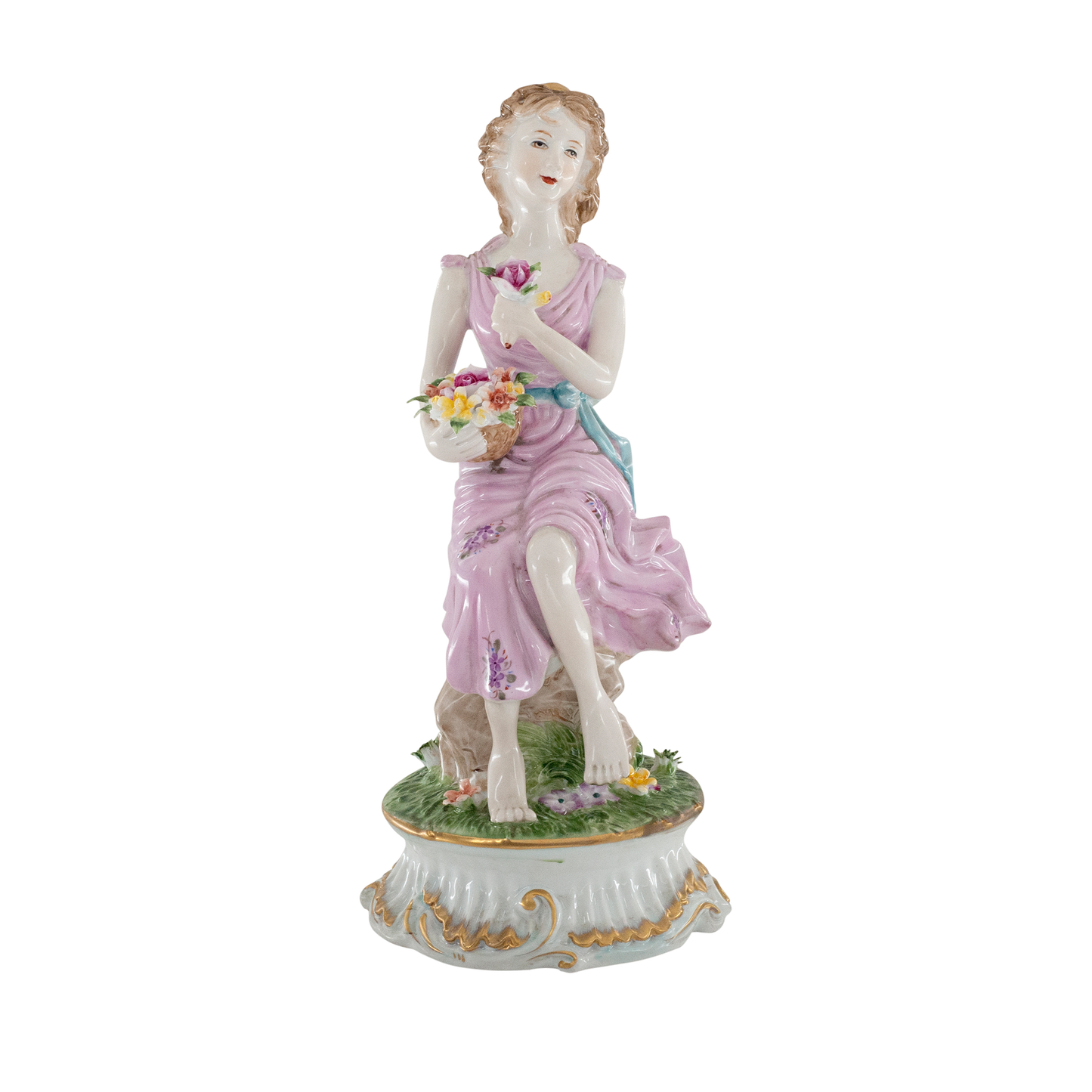 Figura Porcelana Mujer Recogiendo Flores