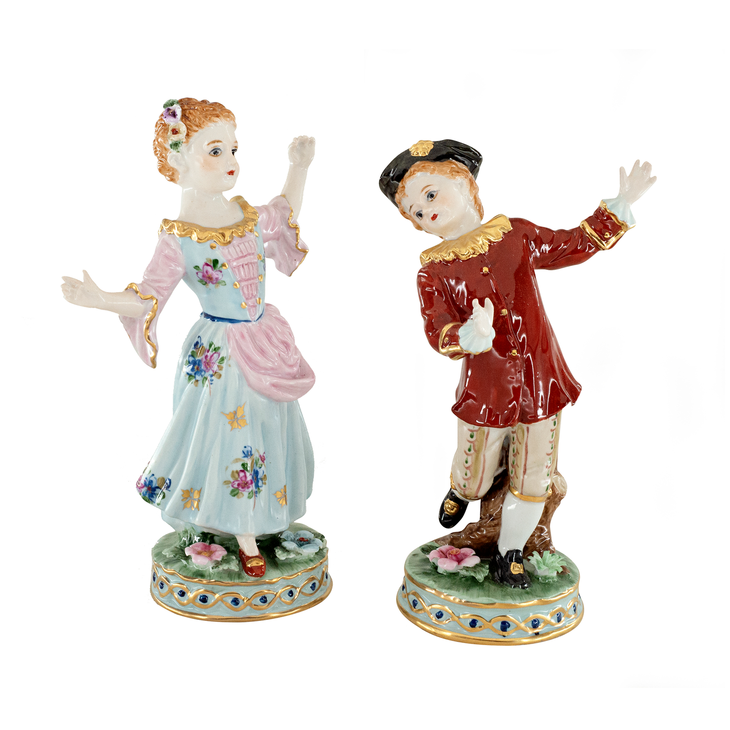 Dancing Children Rococo Porcelain Figurine Pair
