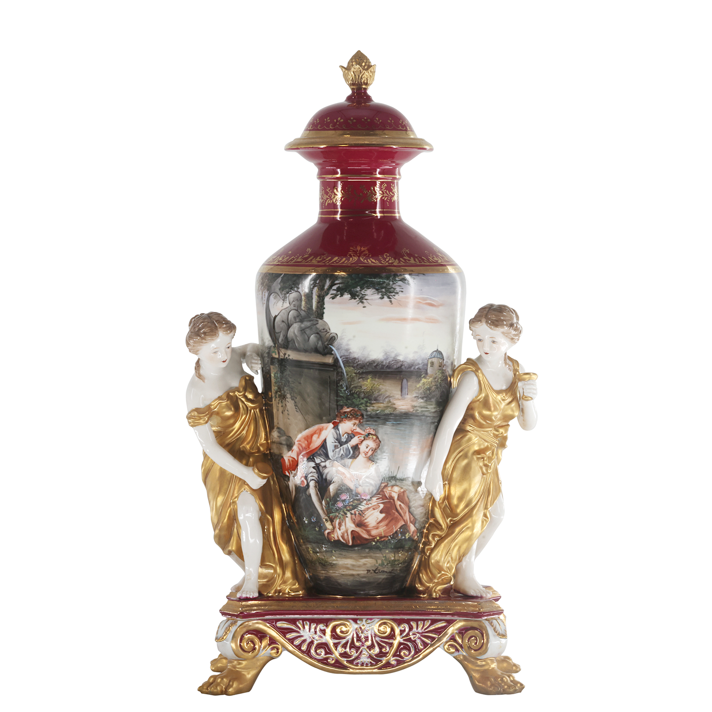 Two Muses Rococo Urn