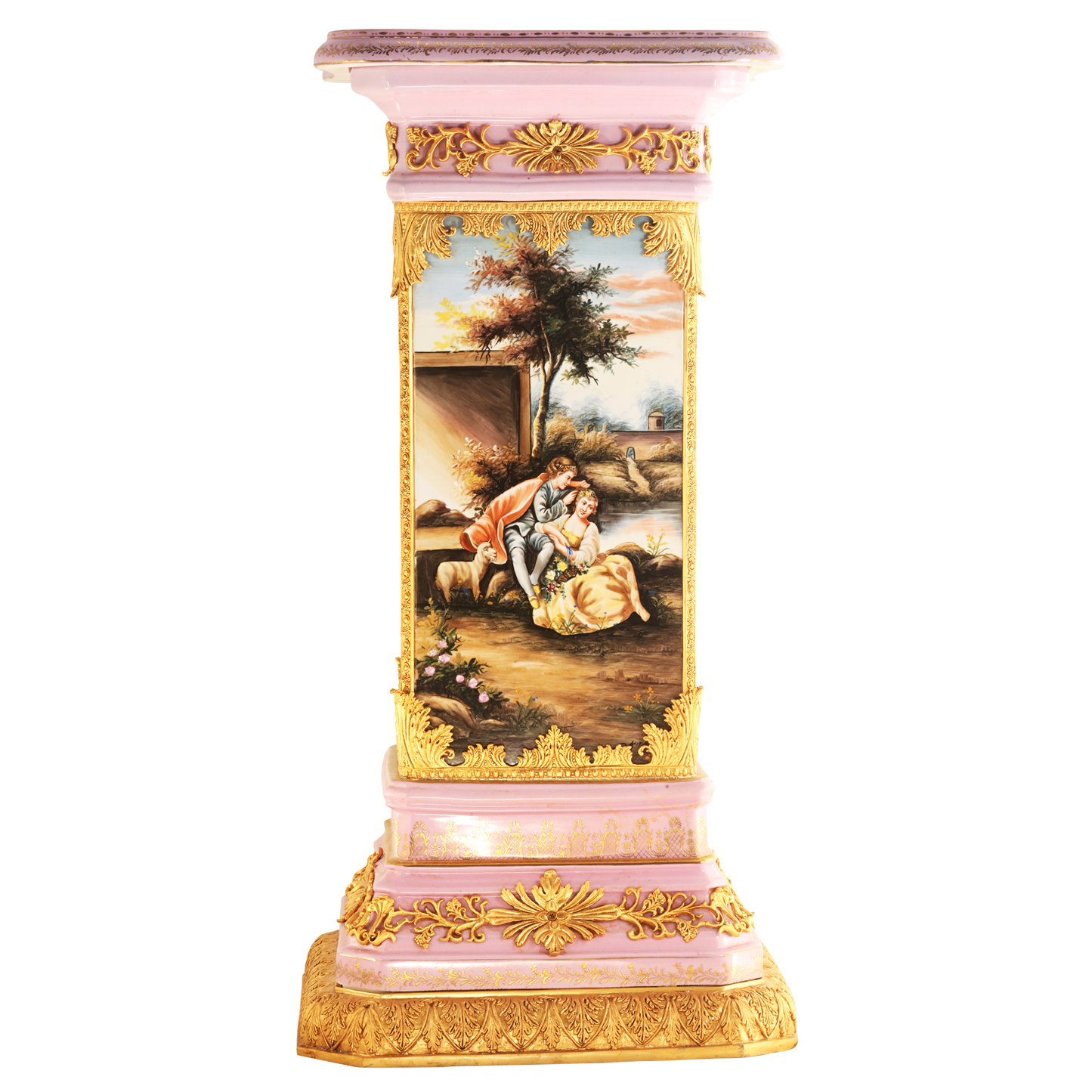 Pink Hand-painted Porcelain Side Table