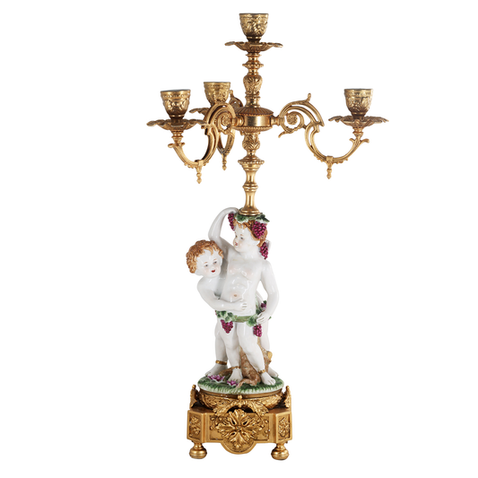 Hand-painted Cherub Grapes Candle Holder