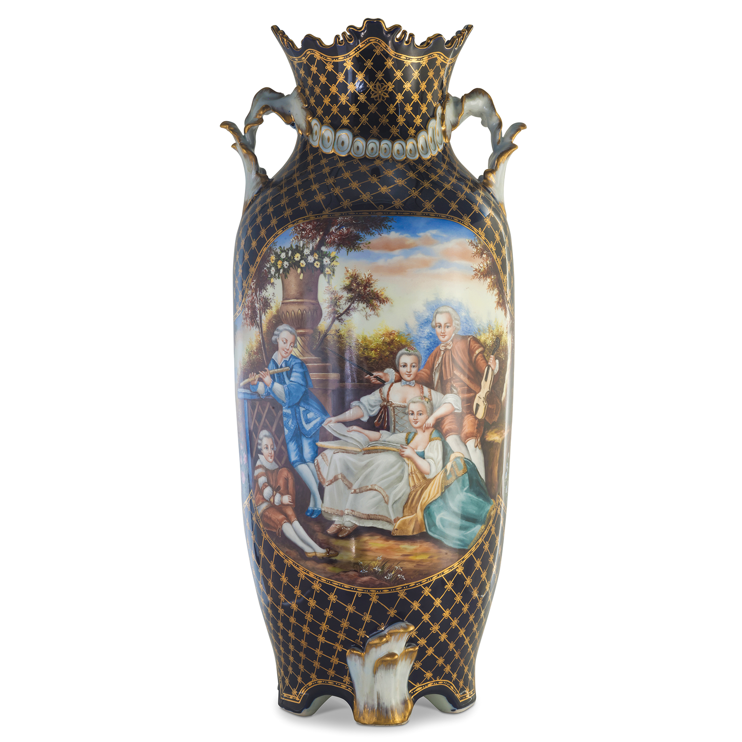 Rococo Style Vase with Hand-painted Motif