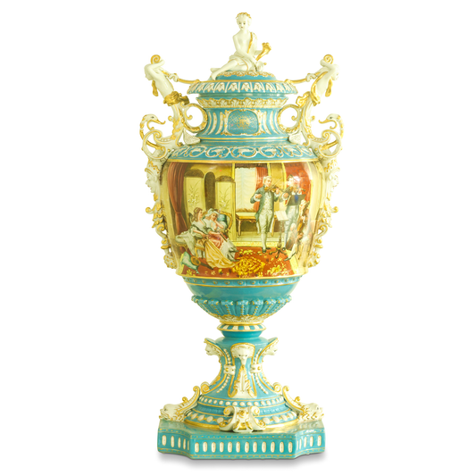 Hand-Painted Ornate Handle Society Vase