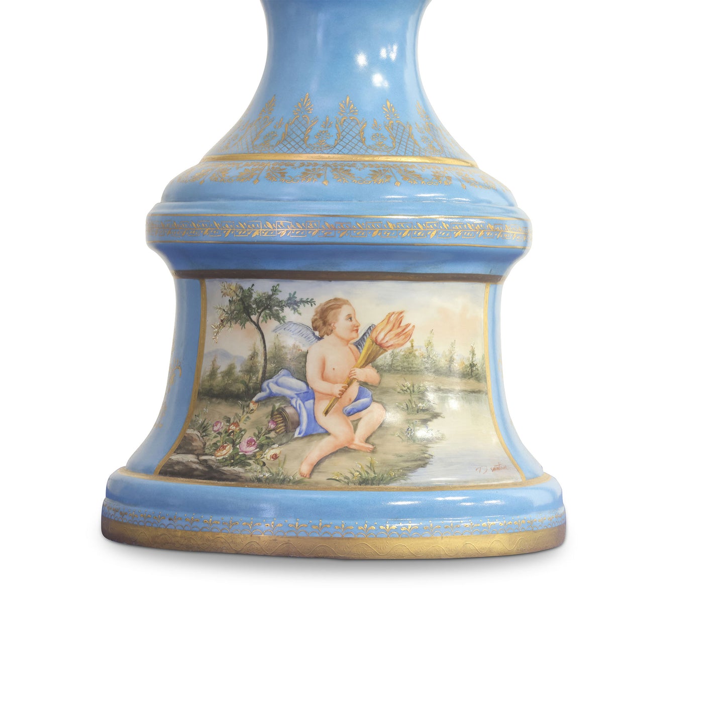 Mythological Louis XV Style Hand-Painted Porcelain Vase