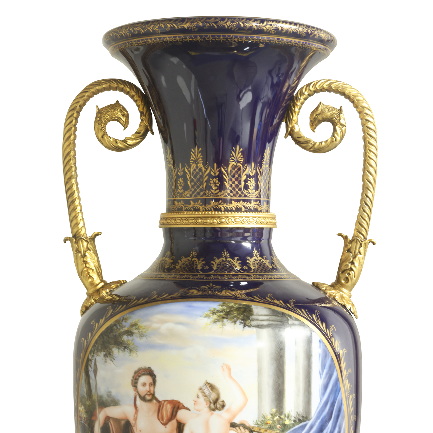 Rococo Style Vase with Hand-painted Motif