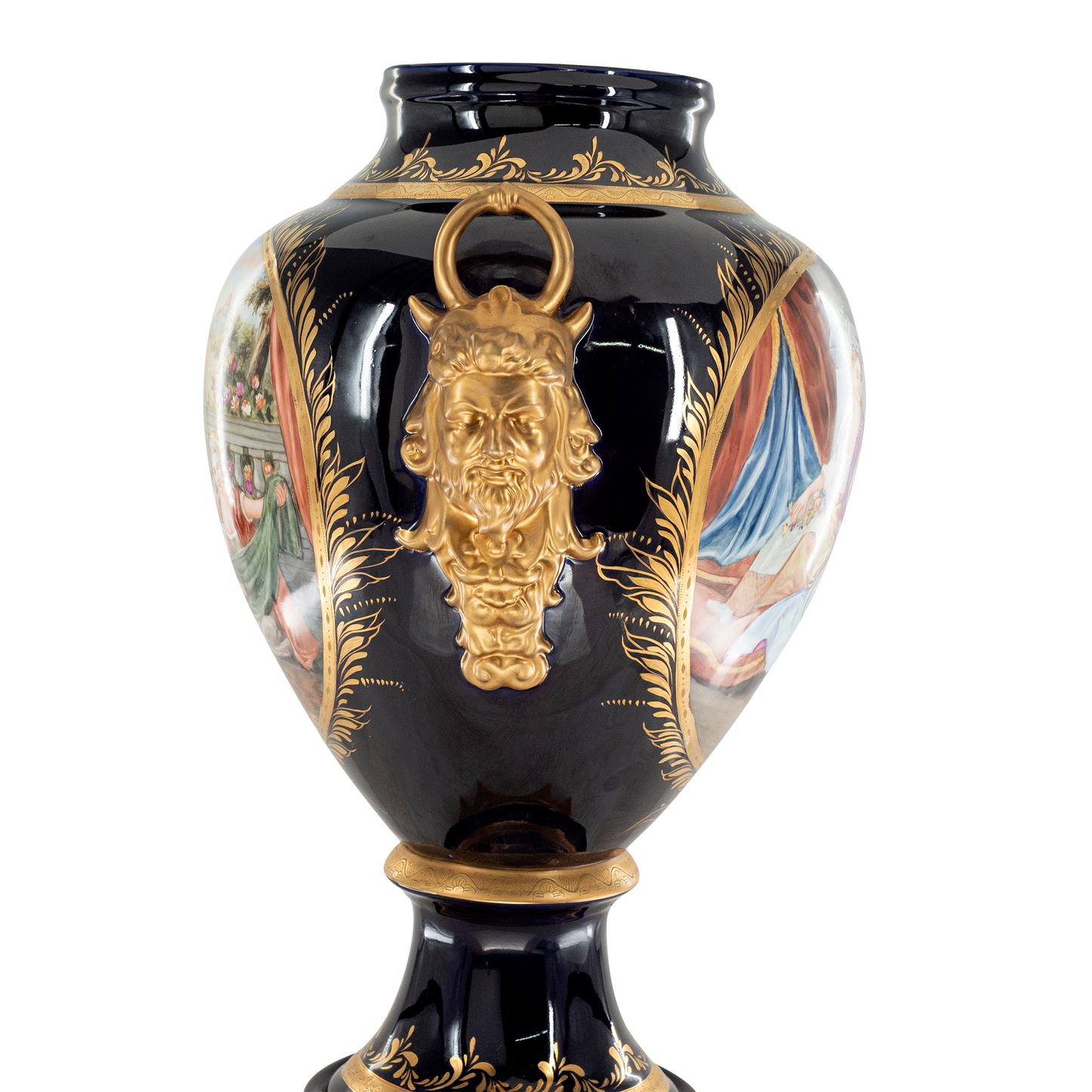 Hand-painted Bronze Mythological Handle Porcelain Urn