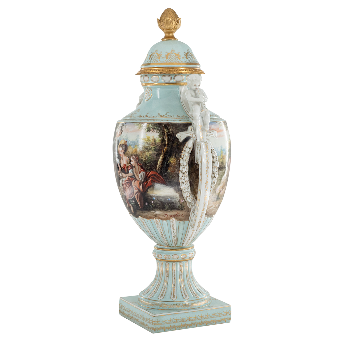 Gorgeous Hand-Painted Louis XV Style Porcelain Vase