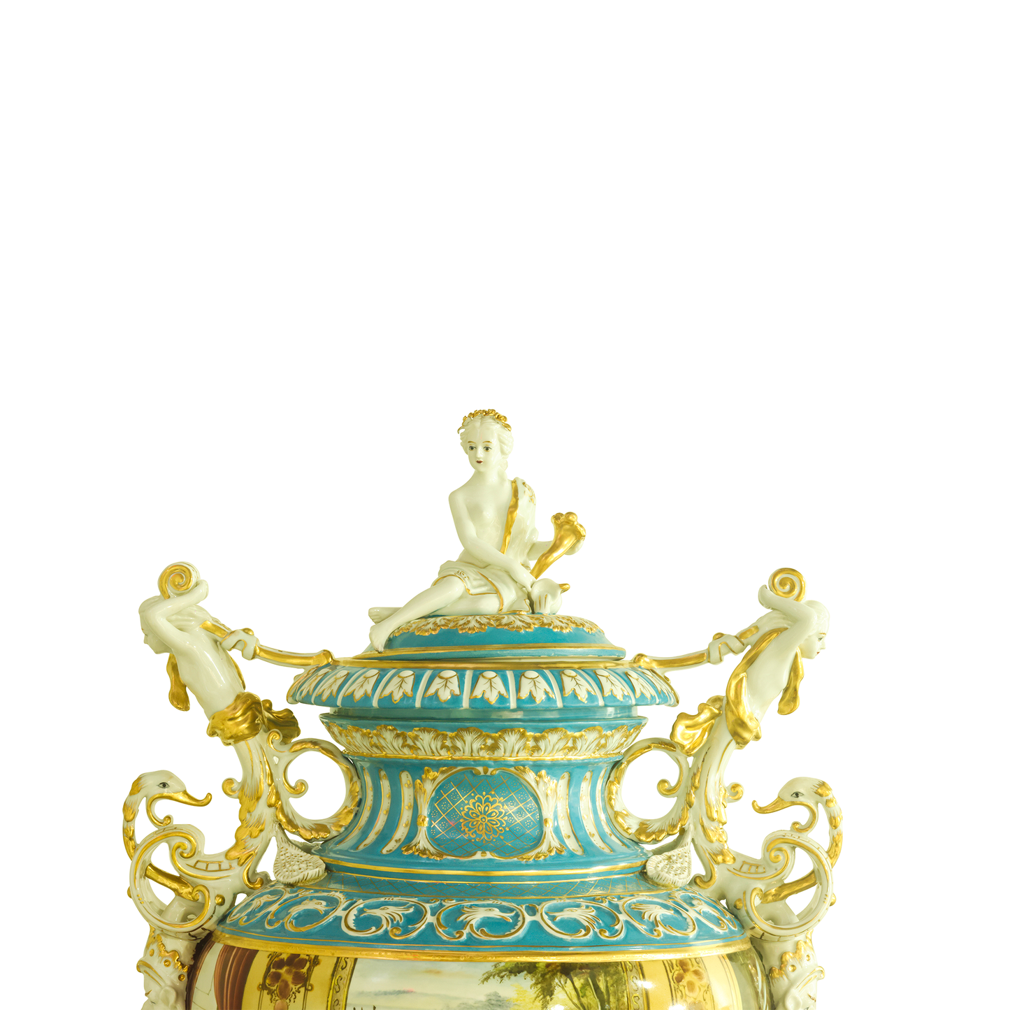 Hand-Painted Ornate Handle Society Vase