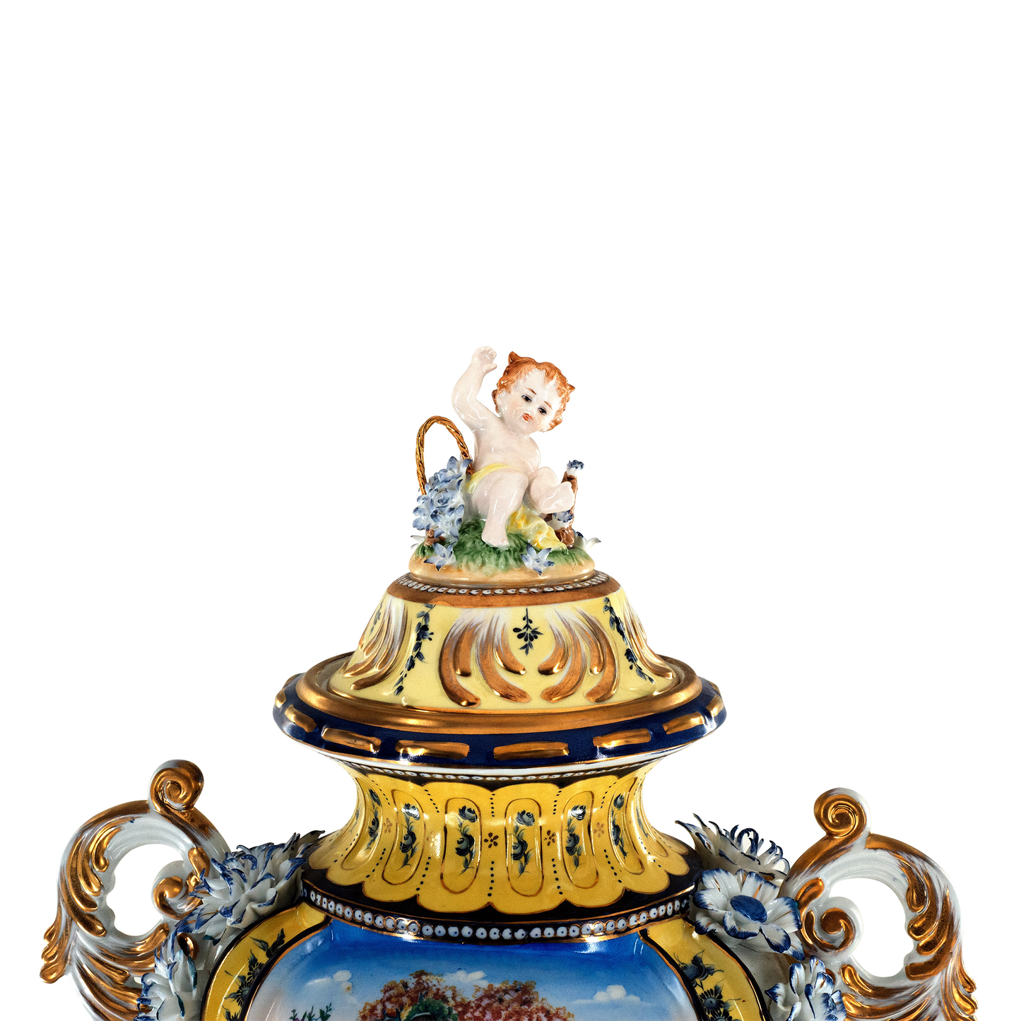 Rococo Hand-painted Three Dimensional Porcelain Flower Urn