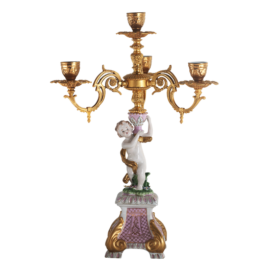 Hand-Painted Rococo Style Candelabra