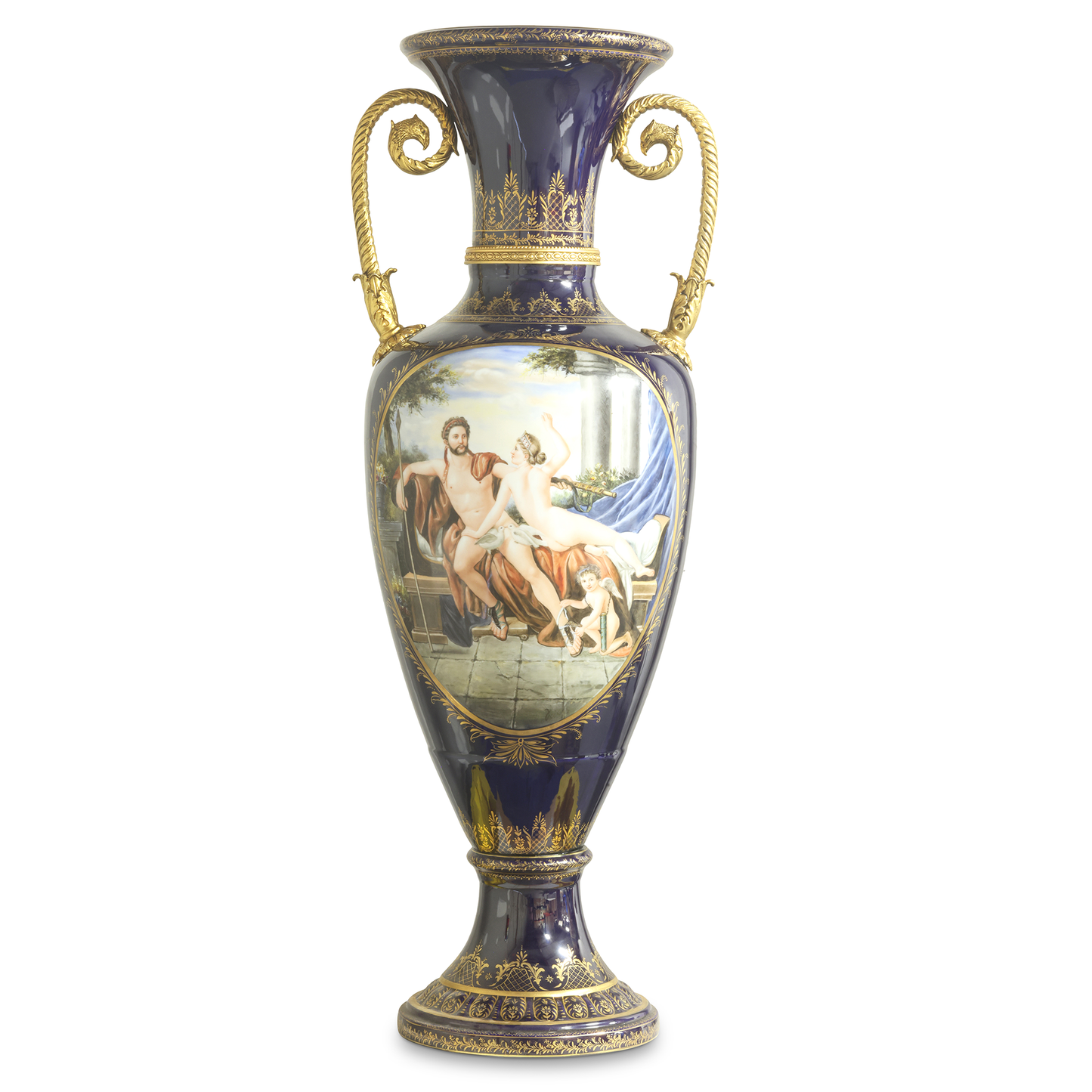 Rococo Style Vase with Hand-painted Motif