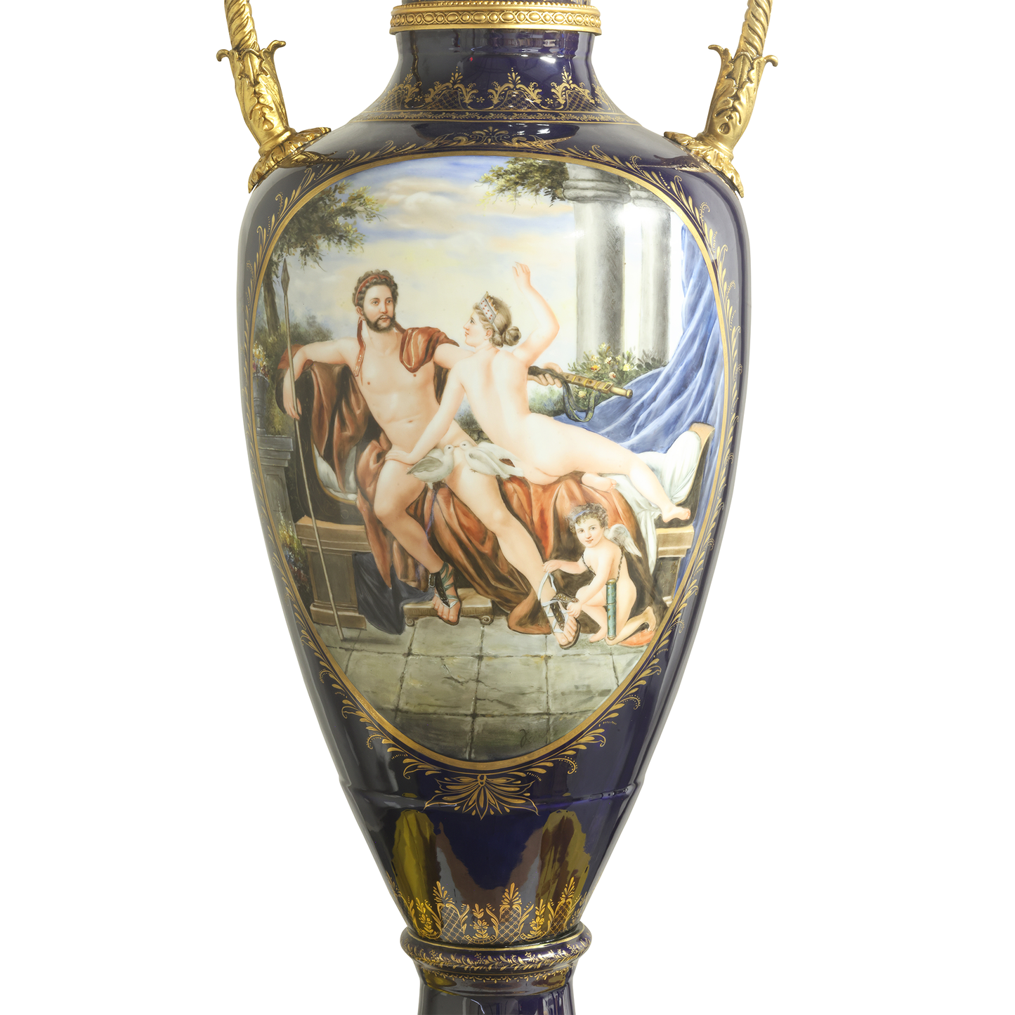 Rococo Style Vase with Hand-painted Motif