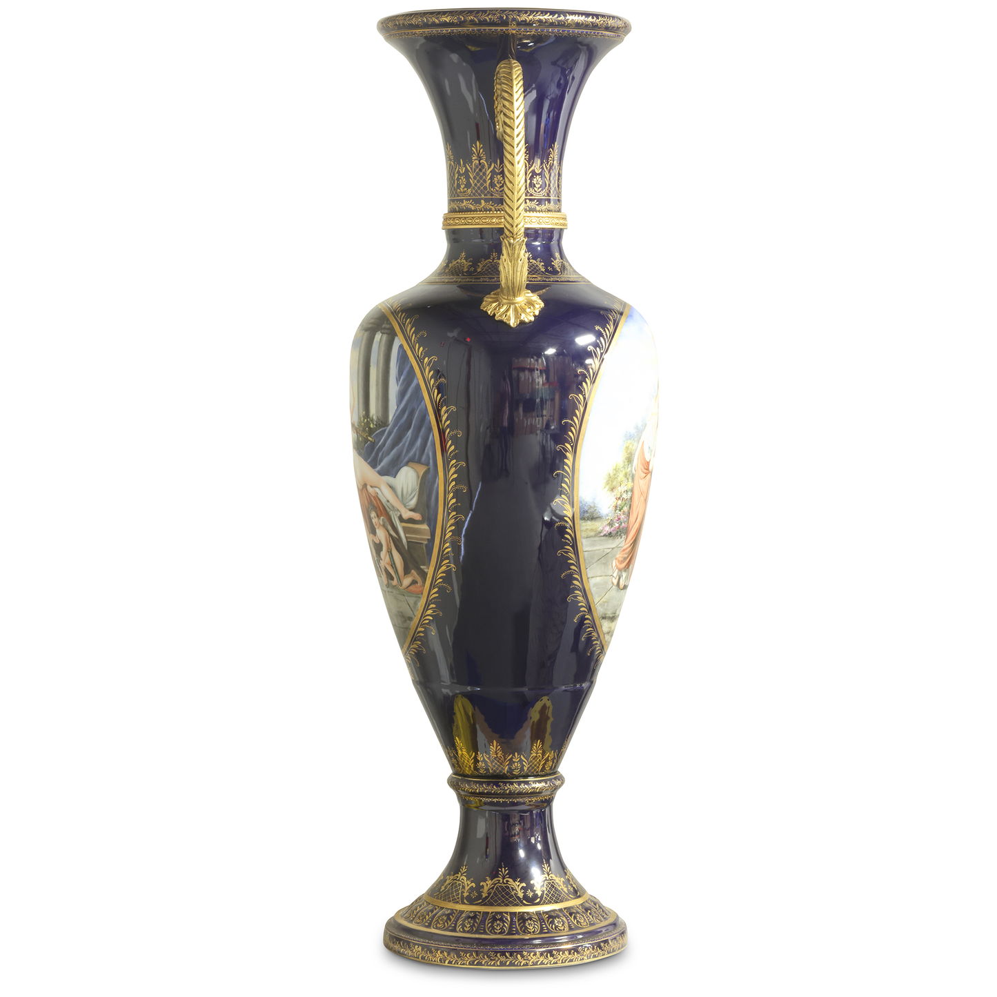 Rococo Style Vase with Hand-painted Motif