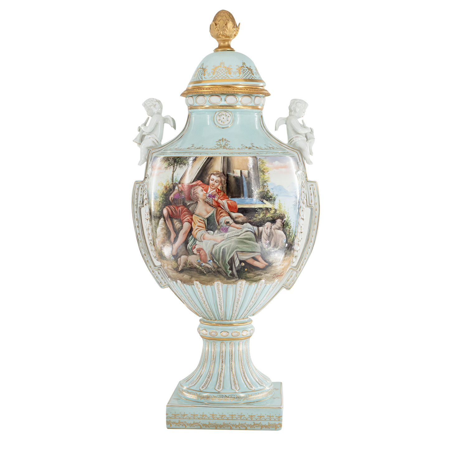 Gorgeous Hand-Painted Louis XV Style Porcelain Vase
