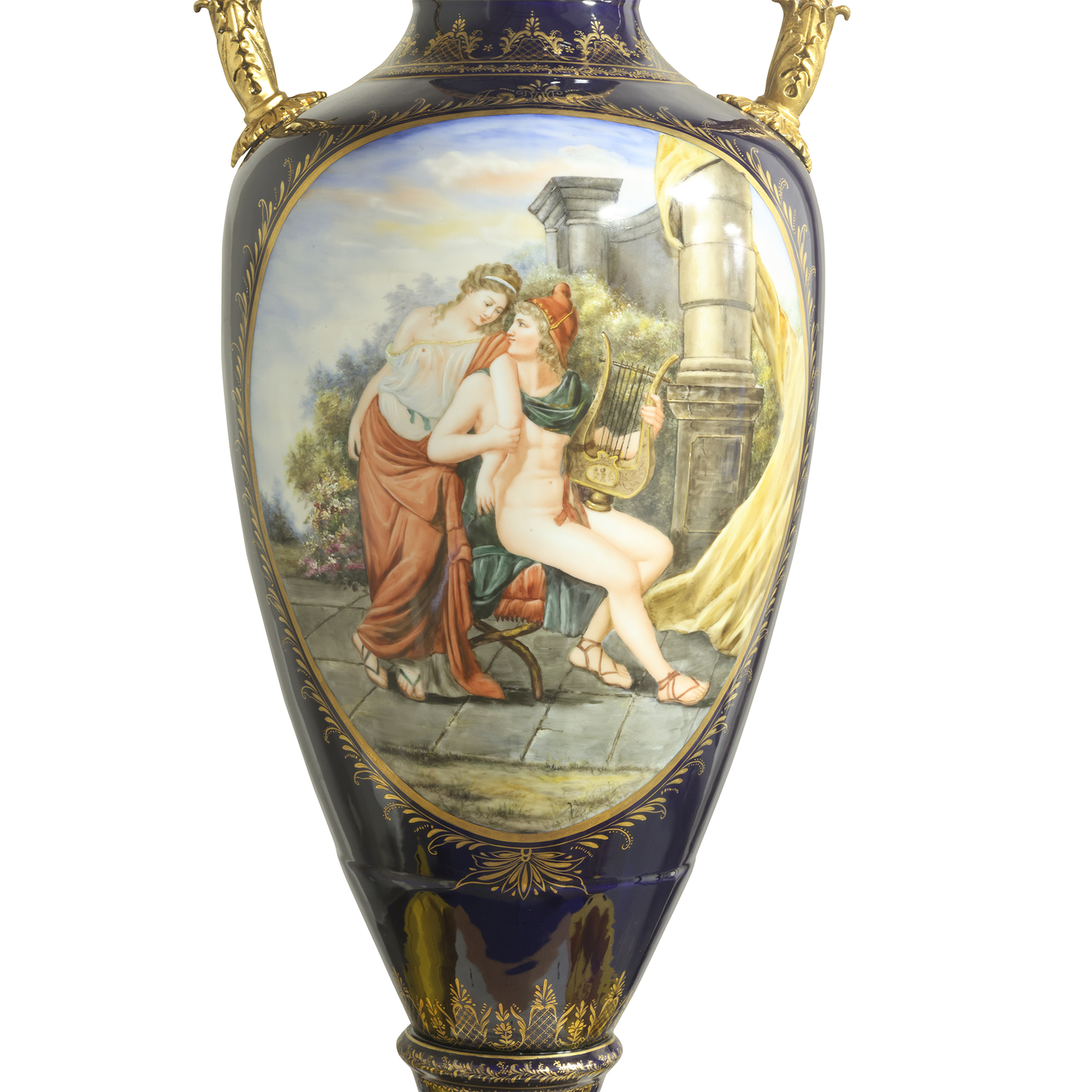 Rococo Style Vase with Hand-painted Motif