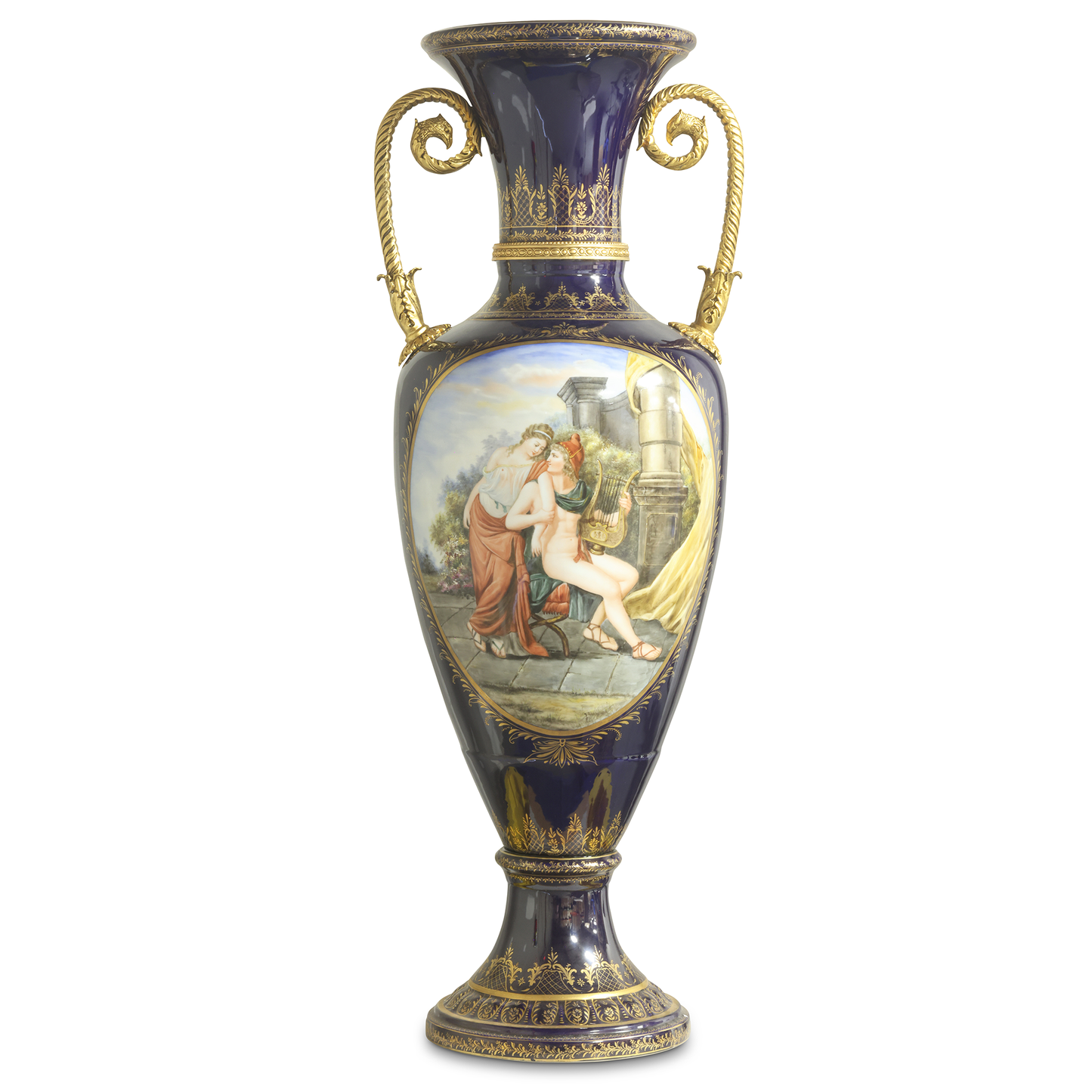 Rococo Style Vase with Hand-painted Motif