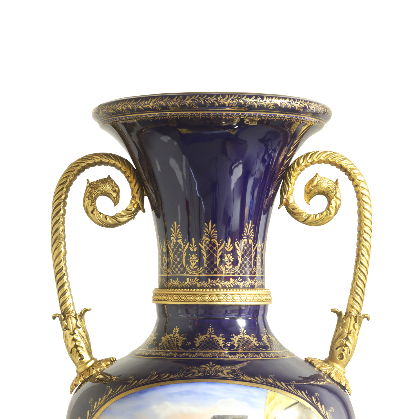 Rococo Style Vase with Hand-painted Motif