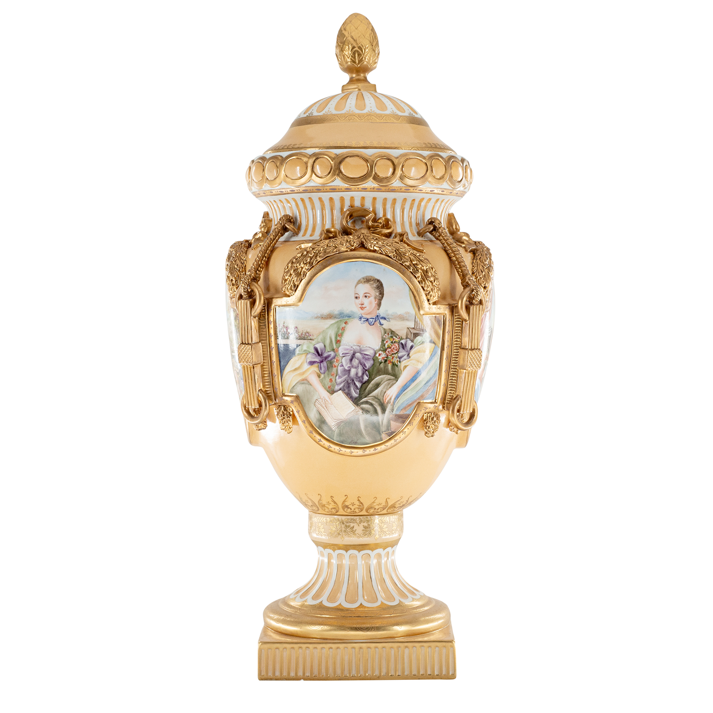 Hand Painted Rococo Style Porcelain Vase